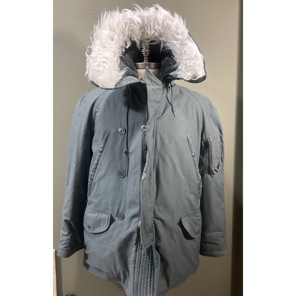 Vtg US Military Extreme Cold Weather Fur Hooded Parka Mens Sz Med N-3B Survival